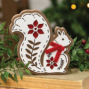 Laser Cut Poinsettia Squirrel Sitter