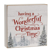 Wonderful Christmas Time Box Sign & Snowman Sitter (Set of 2)