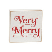 Frosted Very Merry 3" Square Block  (3 Count Assortment)