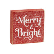Frosted Very Merry 3" Square Block  (3 Count Assortment)
