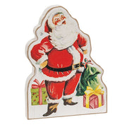 Distressed Jolly Santa & Presents Wooden Sitter