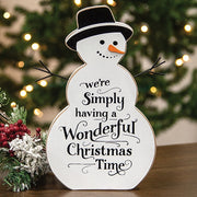 Wonderful Christmas Time Wooden Snowman Sitter - 10"H