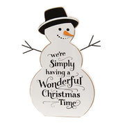 Wonderful Christmas Time Wooden Snowman Sitter - 10"H