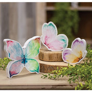 Wooden Pastel Watercolor Butterfly Sitters (Set of 3)