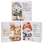 Warm & Cozy Baby Winter Animal Box Sign  (3 Count Assortment)