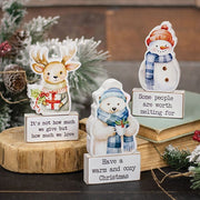 Cozy Woodland Friend Wooden Sitter & Block  (Set of 2) (3 Count Assortment)