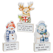 Cozy Woodland Friend Wooden Sitter & Block  (Set of 2) (3 Count Assortment)