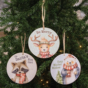 Cozy Winter Animal Round Ornament  (3 Count Assortment)