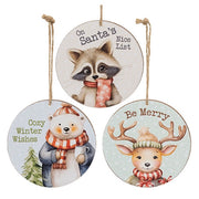 Cozy Winter Animal Round Ornament  (3 Count Assortment)