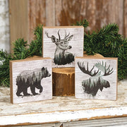 Woodland Forest Animal 4" Square Block  (3 Count Assortment)