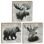 Woodland Forest Animal 4" Square Block  (3 Count Assortment)