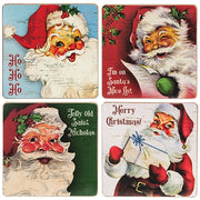 Vintage Santa Coasters & Holder (Set of 5)