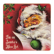 Vintage Santa Coasters & Holder (Set of 5)