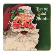 Vintage Santa Coasters & Holder (Set of 5)