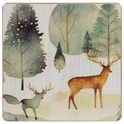Woodland Forest Watercolor Coasters & Holder (Set of 5)