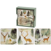 Woodland Forest Watercolor Coasters & Holder (Set of 5)