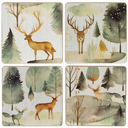 Woodland Forest Watercolor Coasters & Holder (Set of 5)