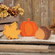 Fall Icon Chunky Wood Sitter  (3 Count Assortment)