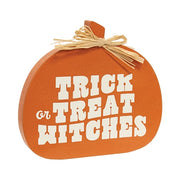 Fall Sweet Fall/Trick Or Treat 2-Sided Wooden Pumpkin Sitter
