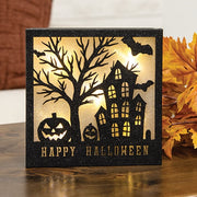 Black Sparkle Happy Halloween House Lighted Box Sign