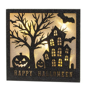 Black Sparkle Happy Halloween House Lighted Box Sign