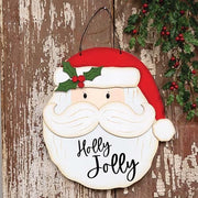 Holly Jolly Wooden Santa Hanger - 14"H