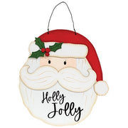 Holly Jolly Wooden Santa Hanger - 14"H