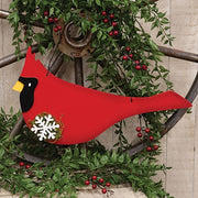 Wooden Mossy Snowflake Cardinal Hanger