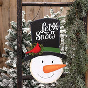 Let It Snow Wooden Top Hat Snowman Hanger - 14.5"H