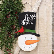 Let It Snow Wooden Top Hat Snowman Hanger - 14.5"H