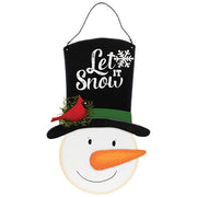 Let It Snow Wooden Top Hat Snowman Hanger - 14.5"H