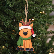 Layered Wood Reindeer in Santa Hat Ornament
