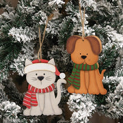 Layered Wood Puppy in Scarf Ornament