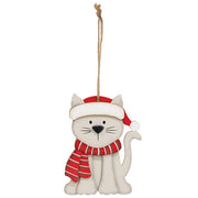 Layered Wood Cat in Hat & Scarf Ornament