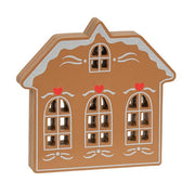 Wooden Frosted Gingerbread House Sitter  (3 Count Assortment)
