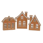 Wooden Frosted Gingerbread House Sitter  (3 Count Assortment)