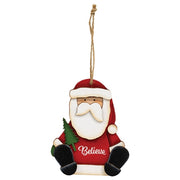 Believe & Bright Santa & Tree Wooden Ornament  (2 Count Assortment)