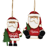 Believe & Bright Santa & Tree Wooden Ornament  (2 Count Assortment)