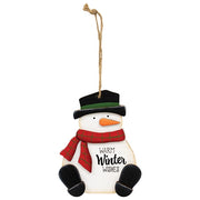 Warm Winter Wooden Snowman Ornament  (2 Count Assortment)