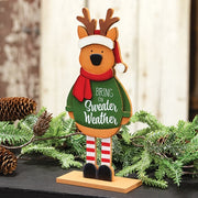Sweater Weather Wooden Reindeer on Base - 10.5"H