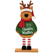 Sweater Weather Wooden Reindeer on Base - 10.5"H