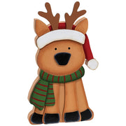 Santa Hat Reindeer Chunky Wooden Sitter