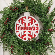 Wooden Sparkle Snowflake Believe Christmas Bulb Hanger