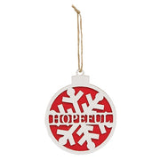 Wooden Sparkle Snowflake Winter Word Bulb Ornament  (3 Count Assortment)