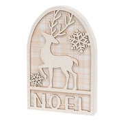 Noel Deer & Snowflakes White Glittered Arch Sitter