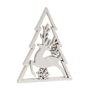 White Glitter Deer & Christmas Tree Sitters (Set of 2)