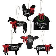 Christmas on the Farm Wooden Ornaments (Set of 6)
