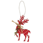 Woodland Pine & Bell Deer Ornament  (3 Count Assortment)