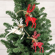 Woodland Pine & Bell Deer Ornament  (3 Count Assortment)