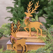 Natural Wooden Deer Cutout Sitters (Set of 2)